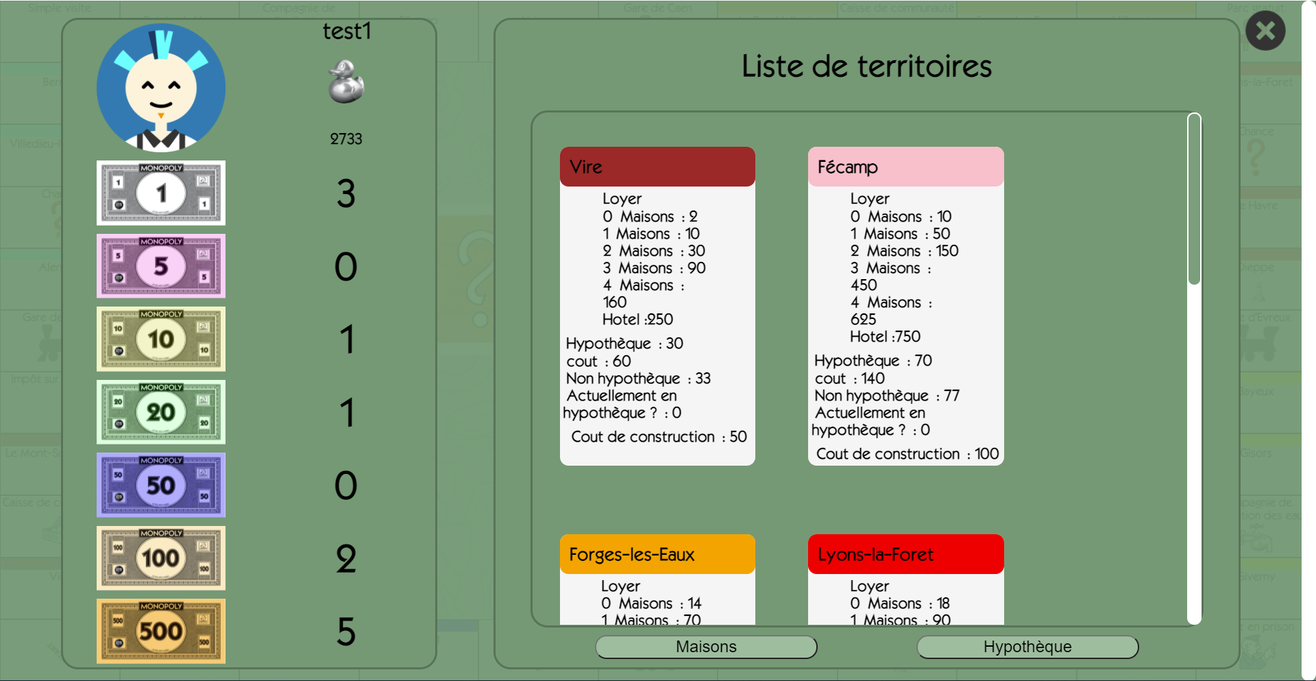 Monopoly Trade screenshot in french